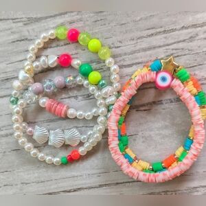 Tropical Beaded Bracelet Set Of 5